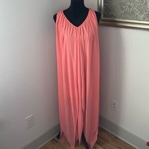 MICHAEL- Michael Kors Caribbean Pink (peach) sleeveless V cleavage Flowy dress S